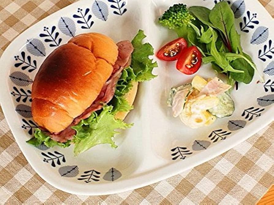 Amazon｜北欧風 リーフ 2つ仕切りランチプレート (洋食器 北欧